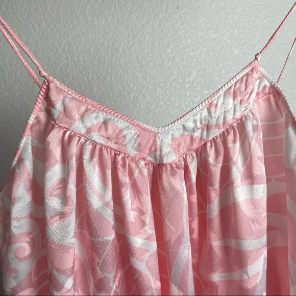 Vintage Mary McFadden Pink and White Nightgown Satin Size Small - Picture 7 of 9